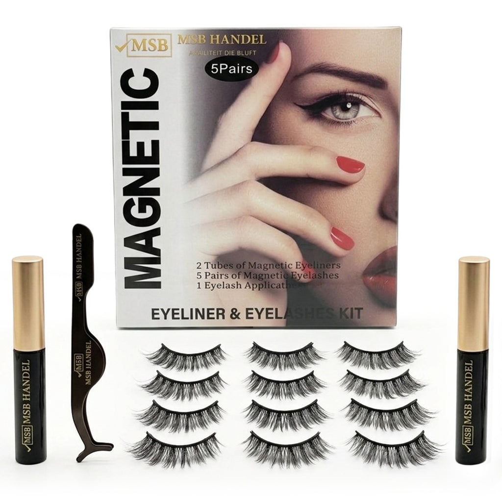 Magnetische Wimpers Kit | 5 Paar + 2 Eyeliners + Applicator